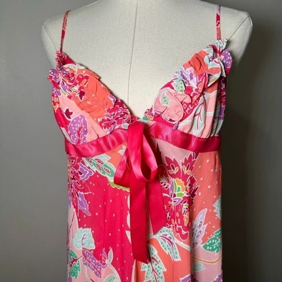 Y2K style floral boho babydoll slip dress/top M - Picture 3 of 7
